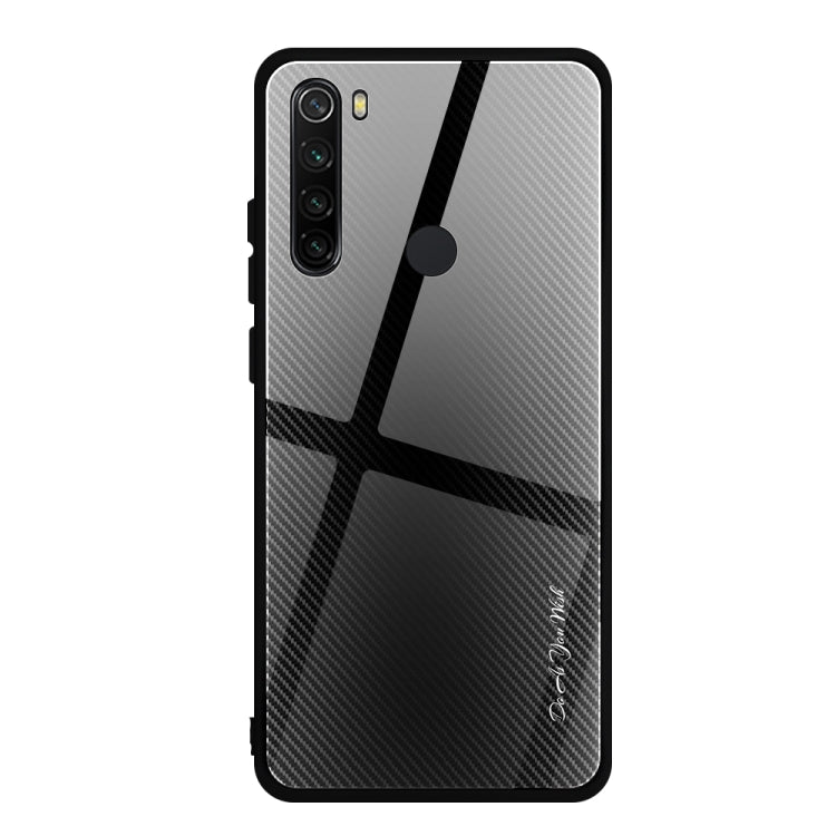 For Xiaomi Redmi Note 8 Carbon Fiber Texture Gradient Color Glass Case