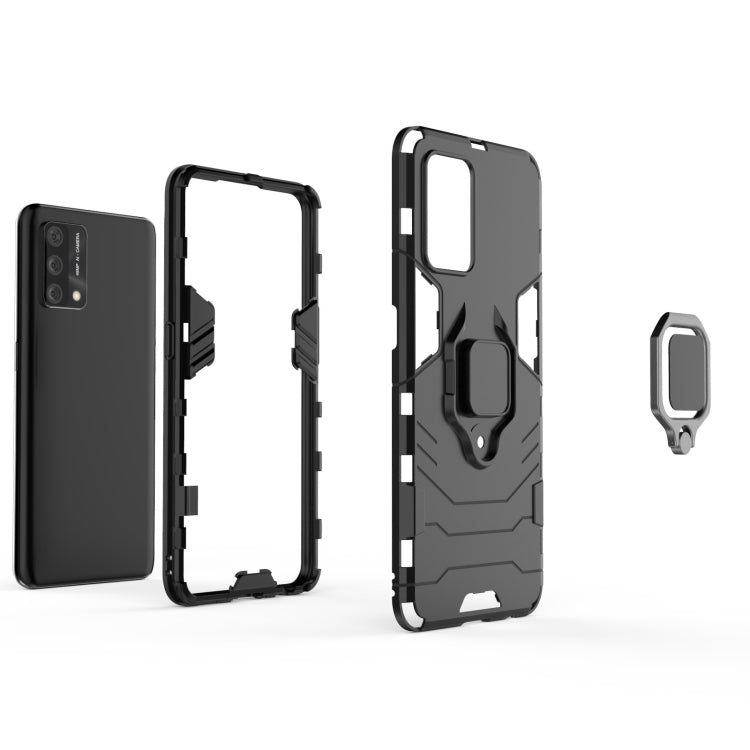For OPPO A74 4G Shockproof PC + TPU Protective Case with Magnetic Ring Holder