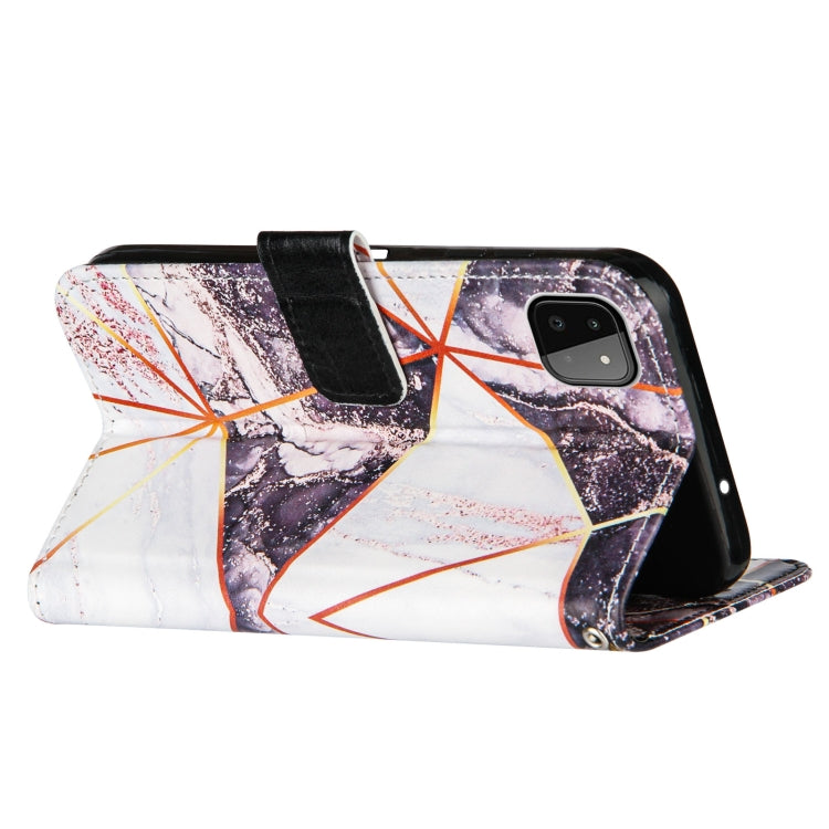 For Samsung Galaxy A22 5G Marble Stitching Horizontal Flip PU Leather Case with Holder & Card Slots & Wallet & Lanyard