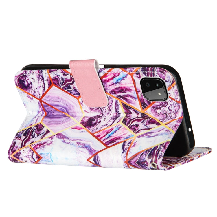 For Samsung Galaxy A22 5G Marble Stitching Horizontal Flip PU Leather Case with Holder & Card Slots & Wallet & Lanyard