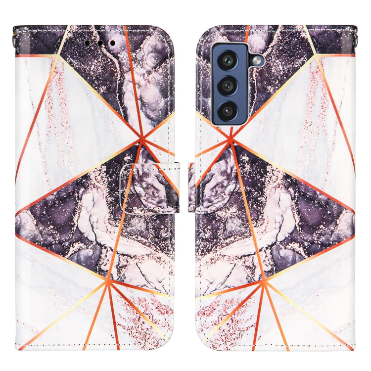 For Samsung Galaxy S21 FE Marble Stitching Horizontal Flip PU Leather Case with Holder & Card Slots & Wallet & Lanyard