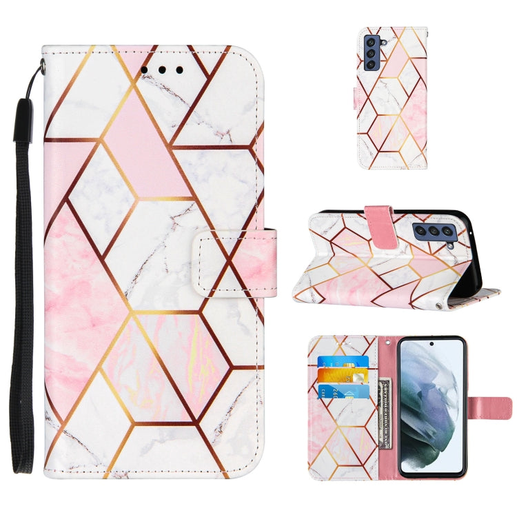 For Samsung Galaxy S21 FE Marble Stitching Horizontal Flip PU Leather Case with Holder & Card Slots & Wallet & Lanyard
