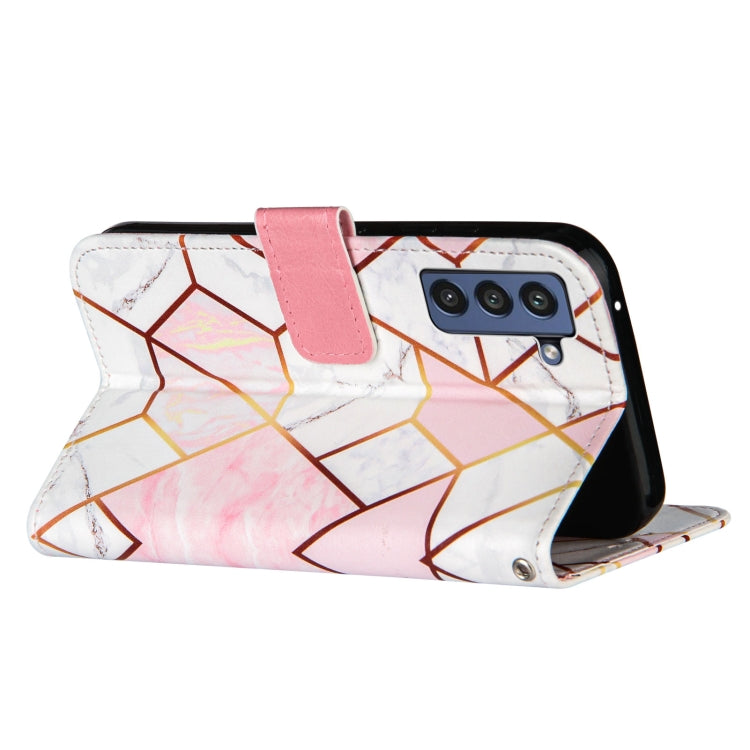 For Samsung Galaxy S21 FE Marble Stitching Horizontal Flip PU Leather Case with Holder & Card Slots & Wallet & Lanyard