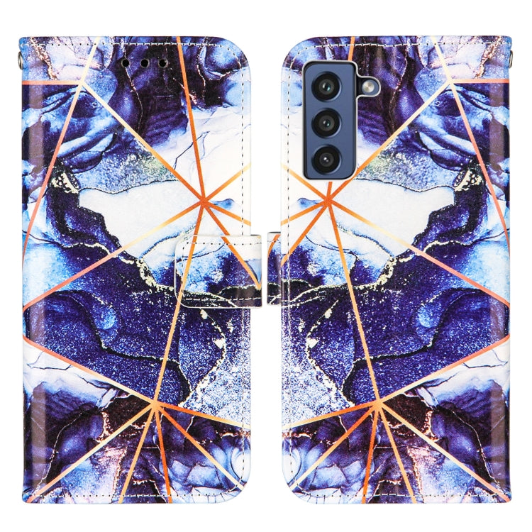 For Samsung Galaxy S21 FE Marble Stitching Horizontal Flip PU Leather Case with Holder & Card Slots & Wallet & Lanyard