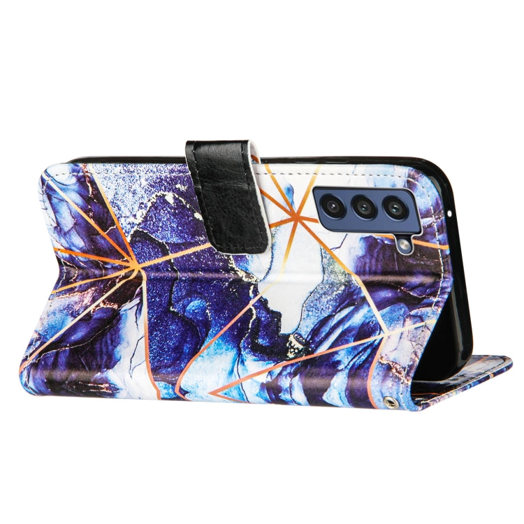 For Samsung Galaxy S21 FE Marble Stitching Horizontal Flip PU Leather Case with Holder & Card Slots & Wallet & Lanyard