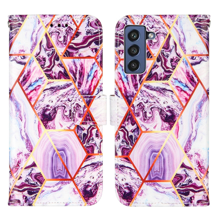 For Samsung Galaxy S21 FE Marble Stitching Horizontal Flip PU Leather Case with Holder & Card Slots & Wallet & Lanyard