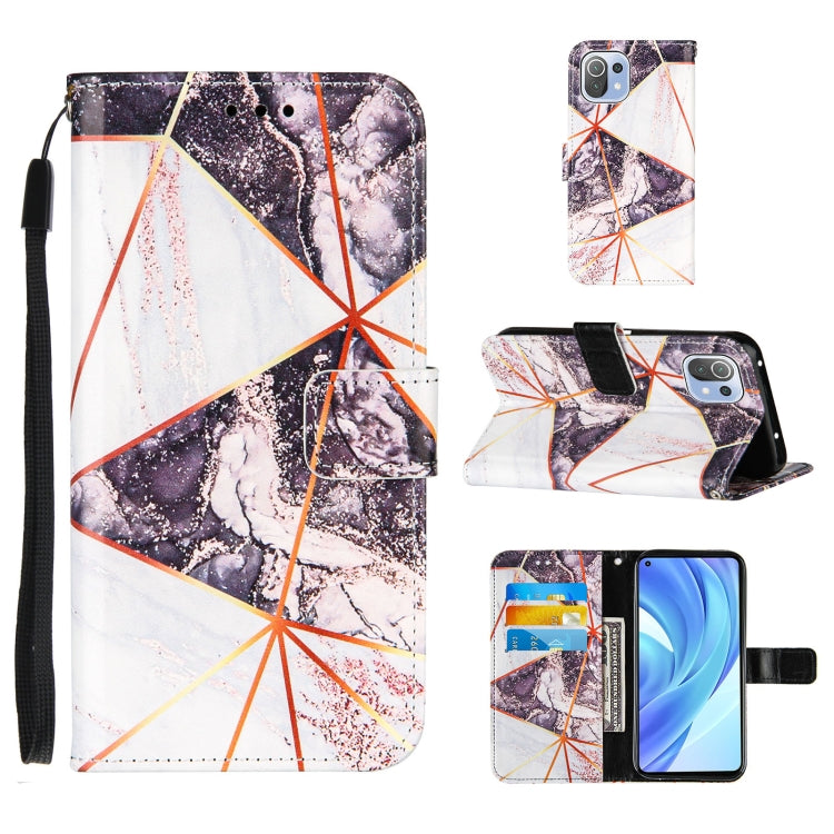 For Xiaomi Mi 11 Lite Marble Stitching Horizontal Flip PU Leather Case with Holder & Card Slots & Wallet & Lanyard