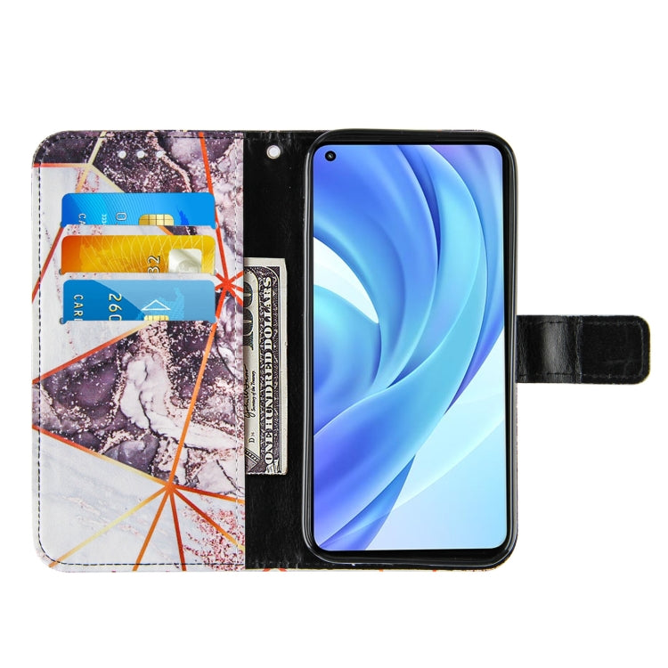 For Xiaomi Mi 11 Lite Marble Stitching Horizontal Flip PU Leather Case with Holder & Card Slots & Wallet & Lanyard