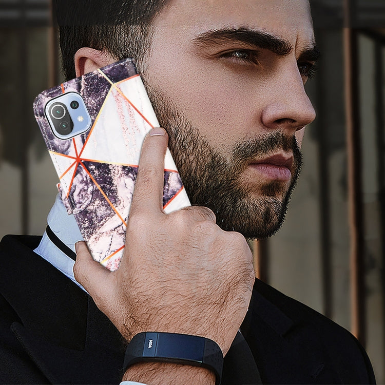 For Xiaomi Mi 11 Lite Marble Stitching Horizontal Flip PU Leather Case with Holder & Card Slots & Wallet & Lanyard