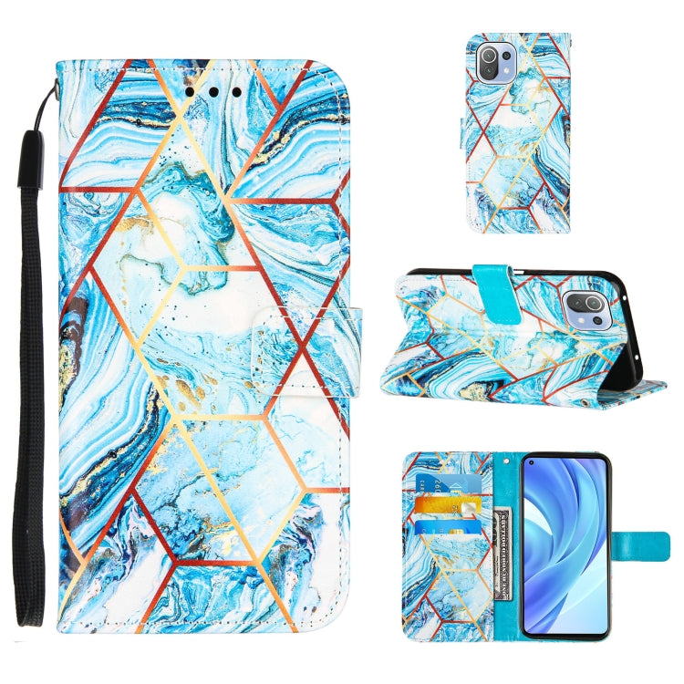 For Xiaomi Mi 11 Lite Marble Stitching Horizontal Flip PU Leather Case with Holder & Card Slots & Wallet & Lanyard