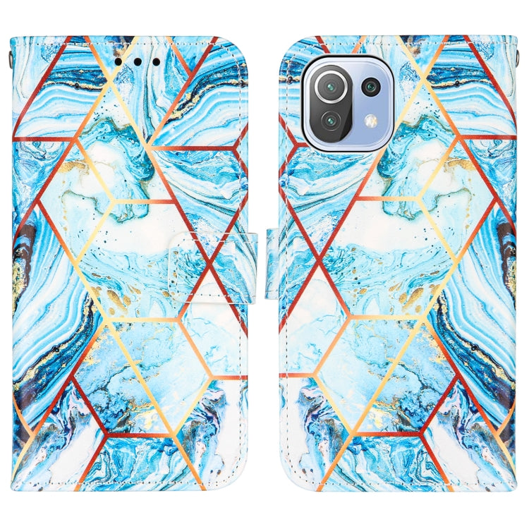 For Xiaomi Mi 11 Lite Marble Stitching Horizontal Flip PU Leather Case with Holder & Card Slots & Wallet & Lanyard