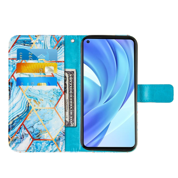 For Xiaomi Mi 11 Lite Marble Stitching Horizontal Flip PU Leather Case with Holder & Card Slots & Wallet & Lanyard