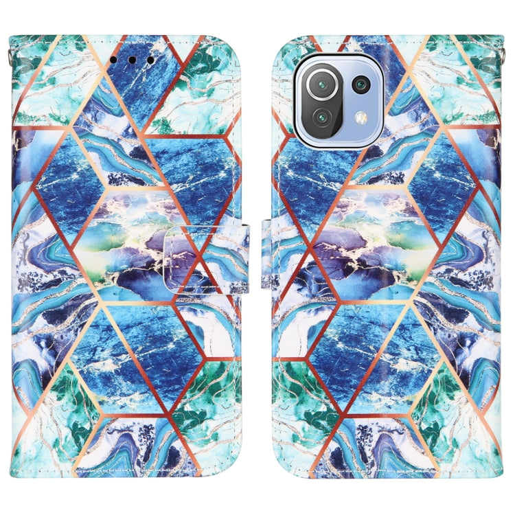 For Xiaomi Mi 11 Lite Marble Stitching Horizontal Flip PU Leather Case with Holder & Card Slots & Wallet & Lanyard