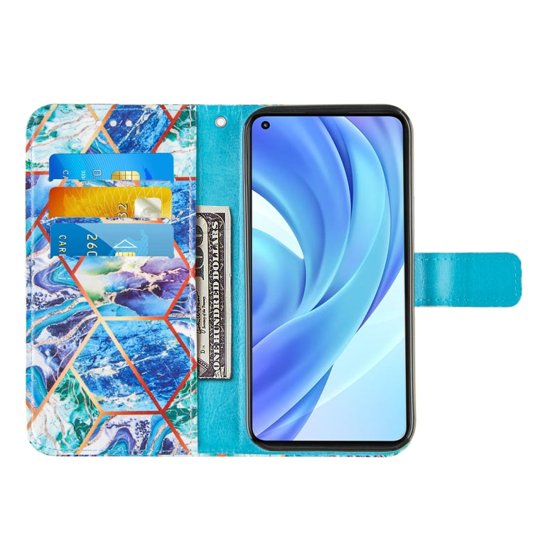 For Xiaomi Mi 11 Lite Marble Stitching Horizontal Flip PU Leather Case with Holder & Card Slots & Wallet & Lanyard