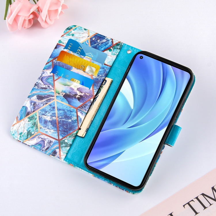 For Xiaomi Mi 11 Lite Marble Stitching Horizontal Flip PU Leather Case with Holder & Card Slots & Wallet & Lanyard