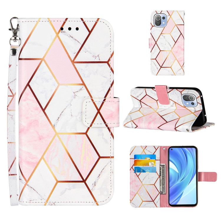For Xiaomi Mi 11 Lite Marble Stitching Horizontal Flip PU Leather Case with Holder & Card Slots & Wallet & Lanyard
