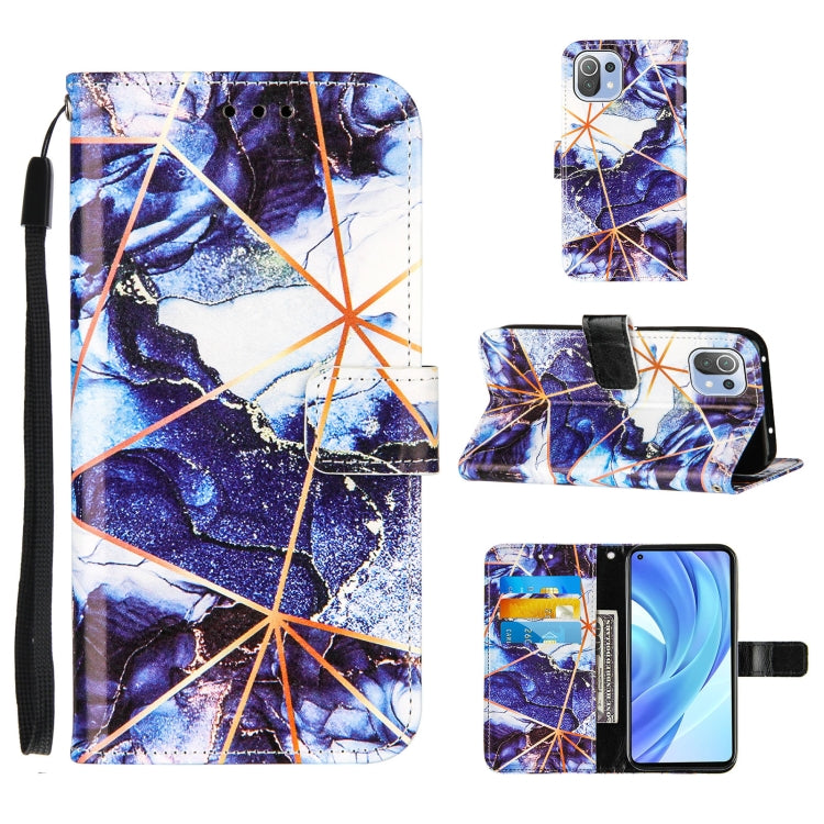 For Xiaomi Mi 11 Lite Marble Stitching Horizontal Flip PU Leather Case with Holder & Card Slots & Wallet & Lanyard