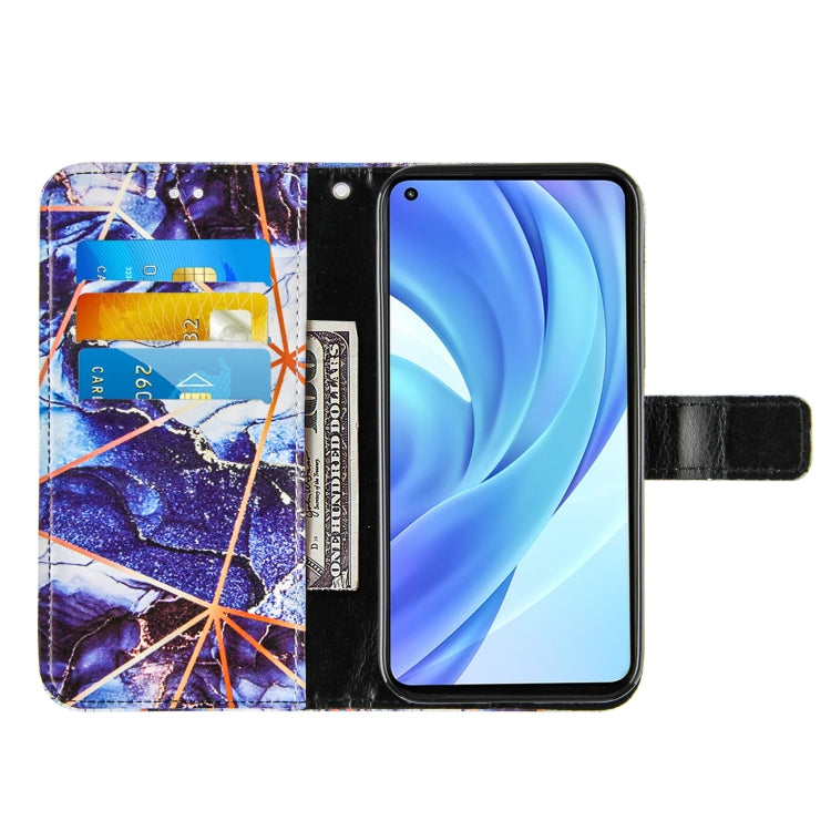 For Xiaomi Mi 11 Lite Marble Stitching Horizontal Flip PU Leather Case with Holder & Card Slots & Wallet & Lanyard