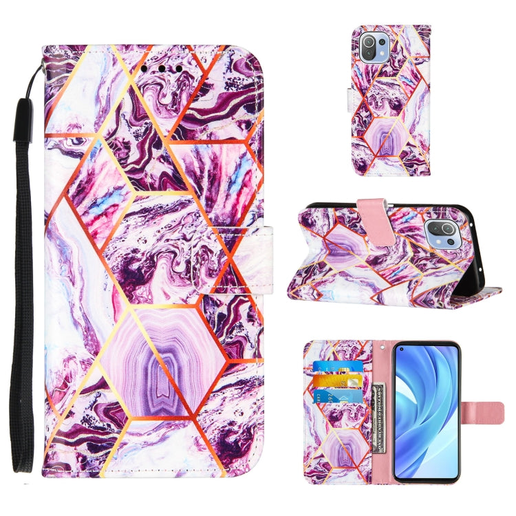 For Xiaomi Mi 11 Lite Marble Stitching Horizontal Flip PU Leather Case with Holder & Card Slots & Wallet & Lanyard