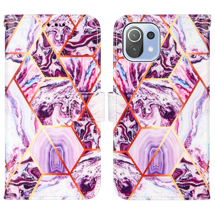 For Xiaomi Mi 11 Lite Marble Stitching Horizontal Flip PU Leather Case with Holder & Card Slots & Wallet & Lanyard