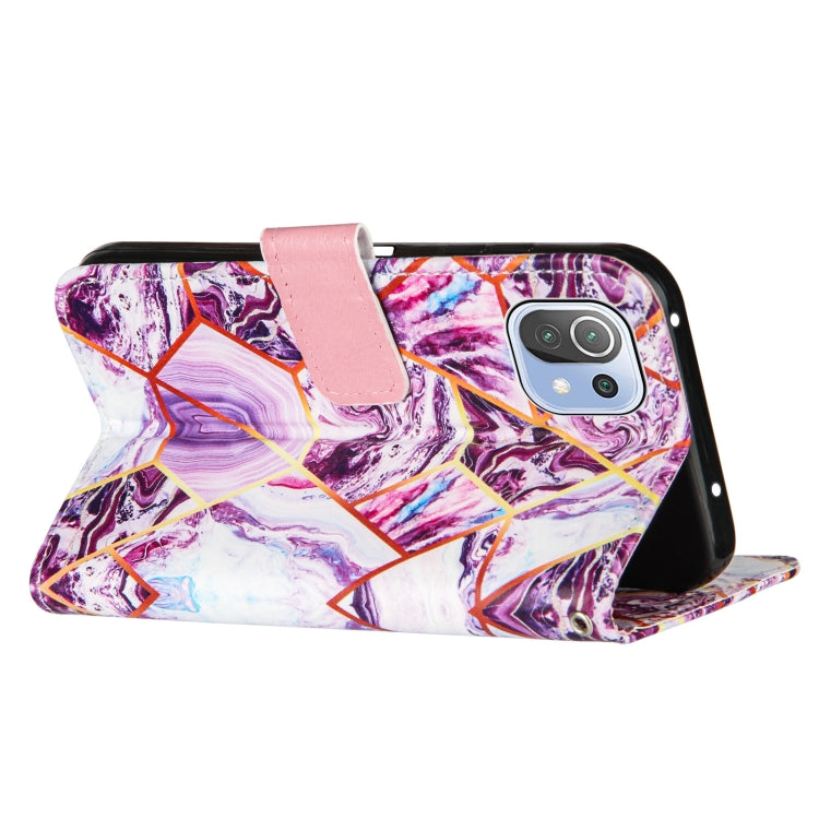 For Xiaomi Mi 11 Lite Marble Stitching Horizontal Flip PU Leather Case with Holder & Card Slots & Wallet & Lanyard
