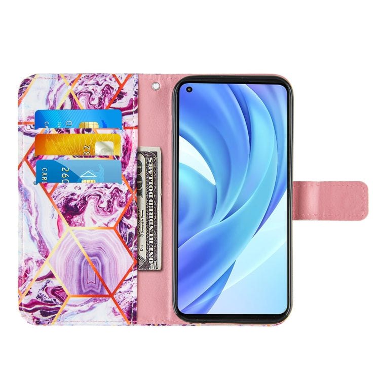 For Xiaomi Mi 11 Lite Marble Stitching Horizontal Flip PU Leather Case with Holder & Card Slots & Wallet & Lanyard