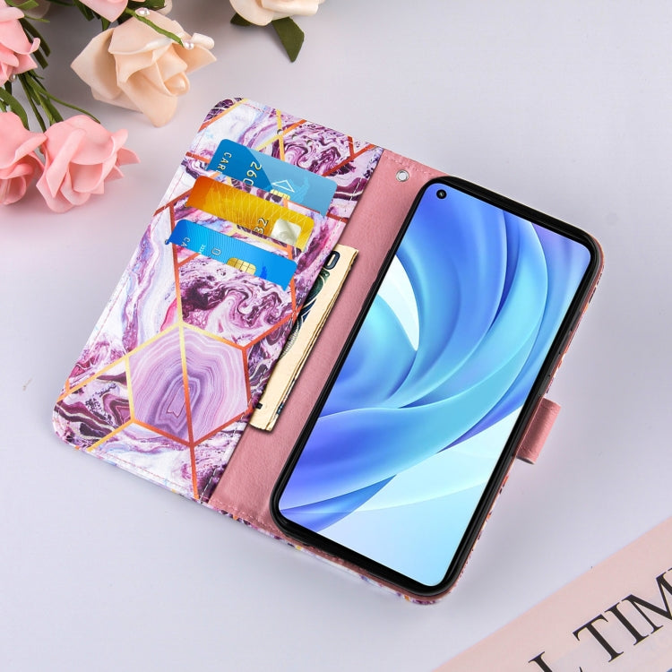 For Xiaomi Mi 11 Lite Marble Stitching Horizontal Flip PU Leather Case with Holder & Card Slots & Wallet & Lanyard
