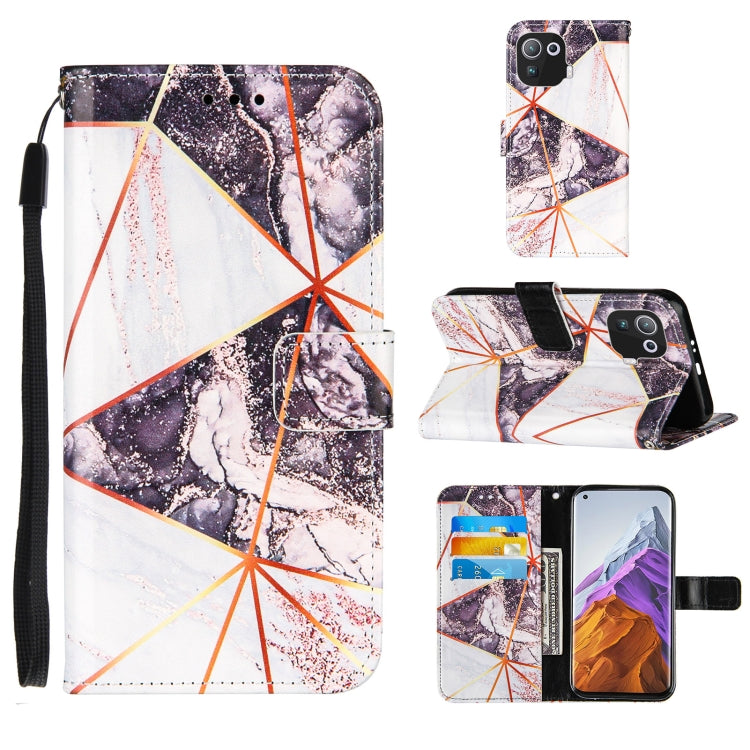 For Xiaomi Mi 11 Pro Marble Stitching Horizontal Flip PU Leather Case with Holder & Card Slots & Wallet & Lanyard