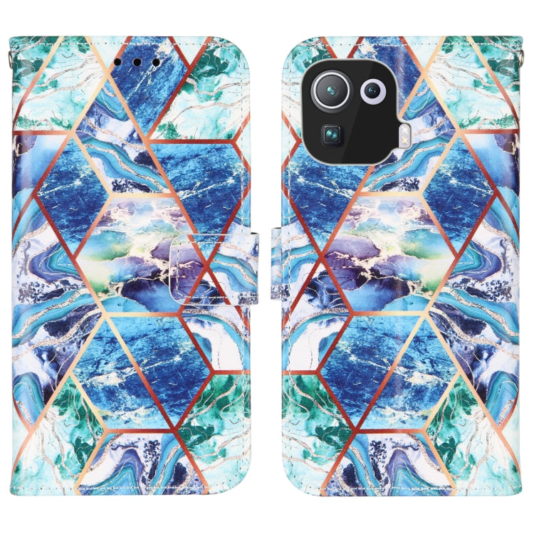 For Xiaomi Mi 11 Pro Marble Stitching Horizontal Flip PU Leather Case with Holder & Card Slots & Wallet & Lanyard