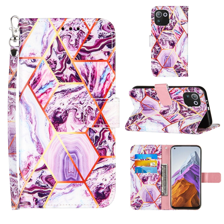 For Xiaomi Mi 11 Pro Marble Stitching Horizontal Flip PU Leather Case with Holder & Card Slots & Wallet & Lanyard