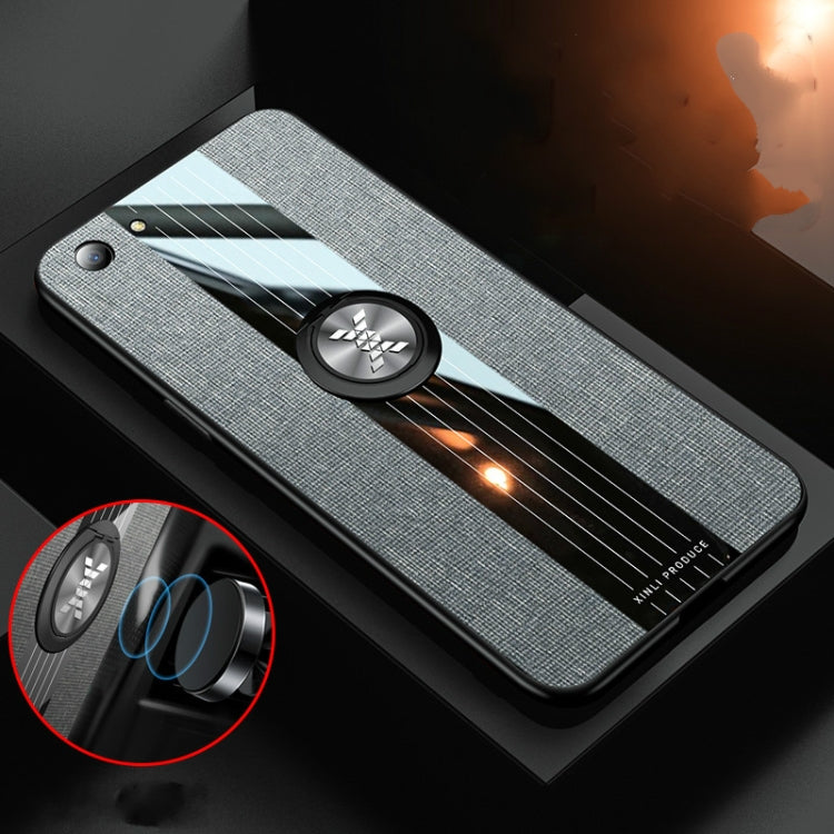 For OPPO A83 XINLI Stitching Cloth Textue Shockproof TPU Protective Case with Ring Holder