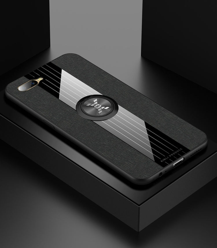 For OPPO K1 / R15X XINLI Stitching Cloth Textue Shockproof TPU Protective Case with Ring Holder