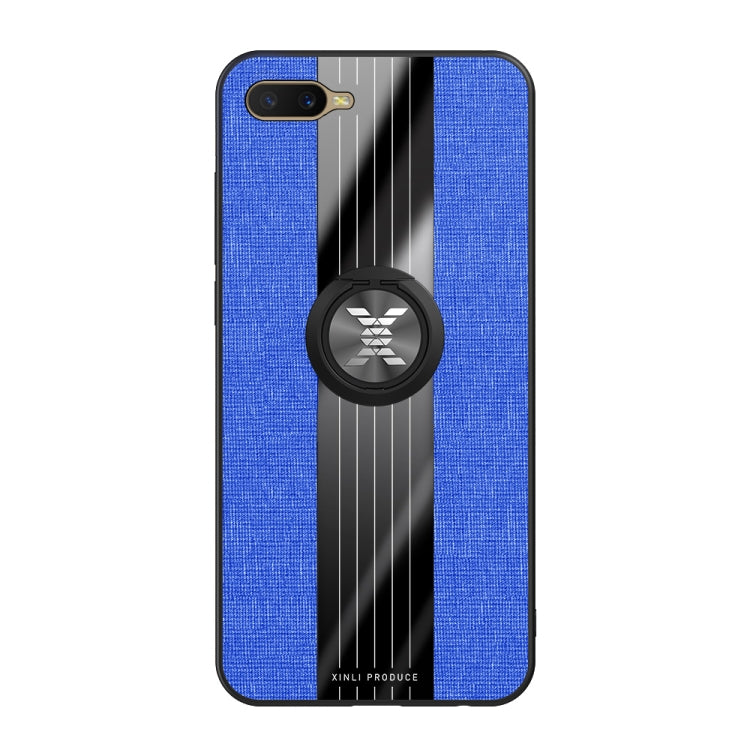 For OPPO K1 / R15X XINLI Stitching Cloth Textue Shockproof TPU Protective Case with Ring Holder