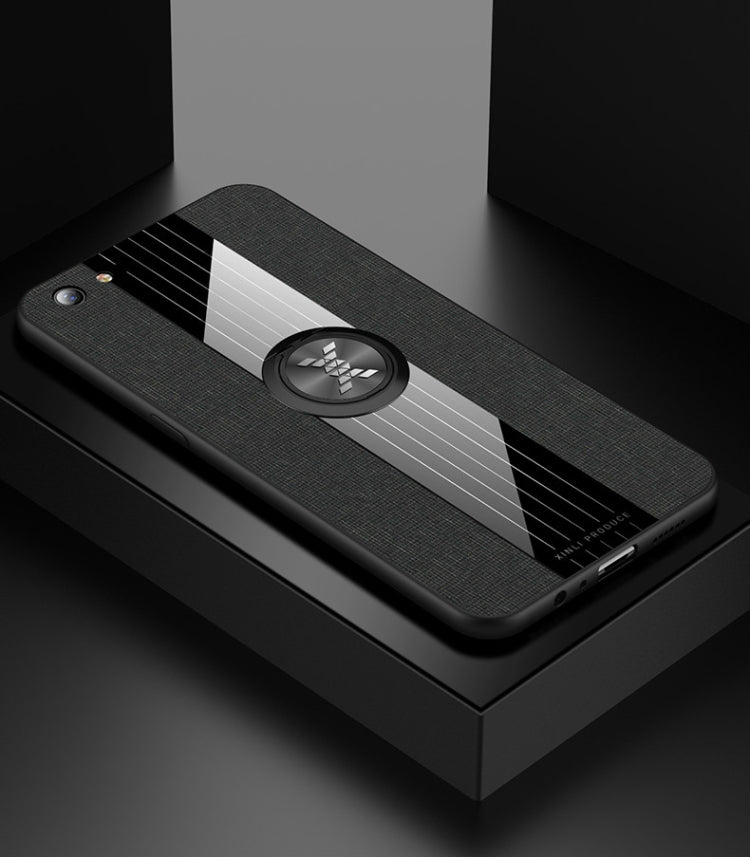 For OPPO R9S XINLI Stitching Cloth Textue Shockproof TPU Protective Case with Ring Holder