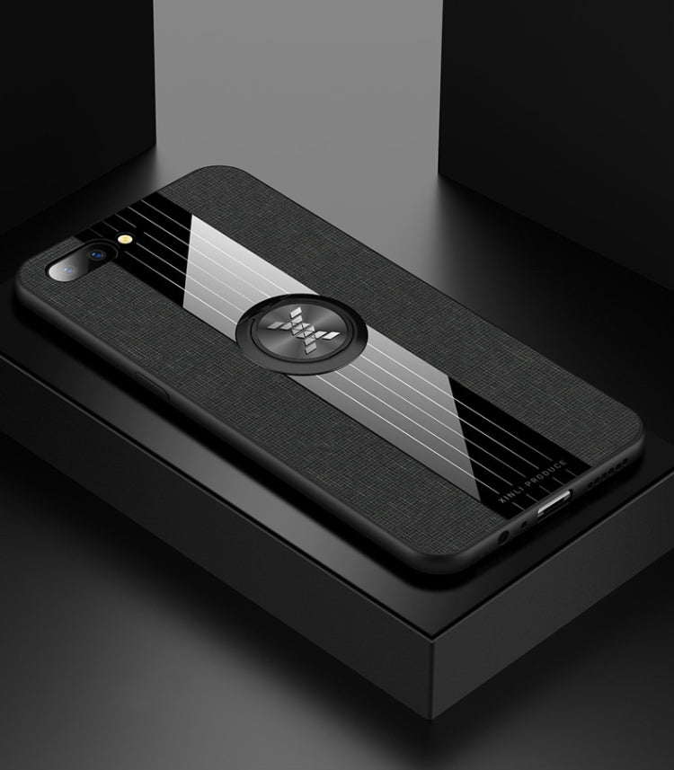 For OPPO R11 XINLI Stitching Cloth Textue Shockproof TPU Protective Case with Ring Holder