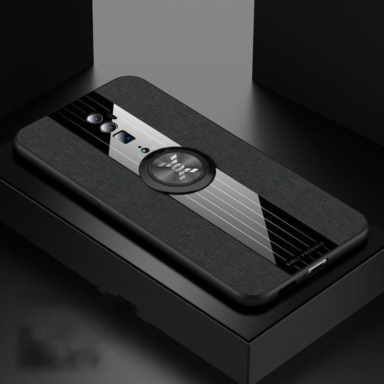 For OPPO Reno 10x Zoom XINLI Stitching Cloth Textue Shockproof TPU Protective Case with Ring Holder