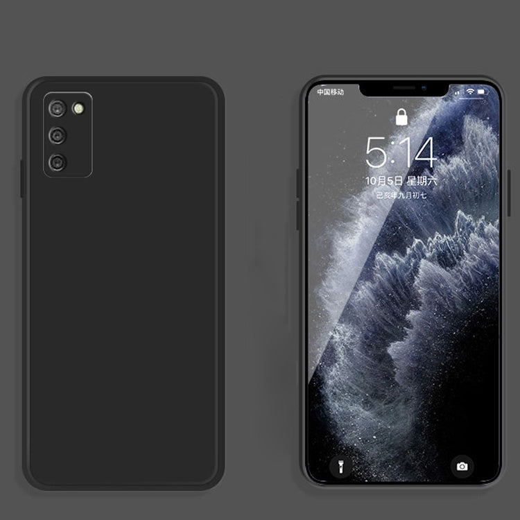 For Samsung Galaxy A02s Solid Color Imitation Liquid Silicone Straight Edge Dropproof Full Coverage Protective Case