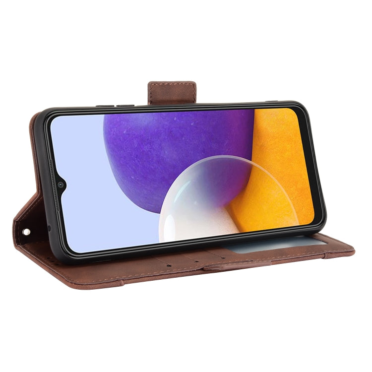 For Samsung Galaxy A22 5G Skin Feel Calf Pattern Horizontal Flip Leather Case with Holder & Card Slots & Photo Frame