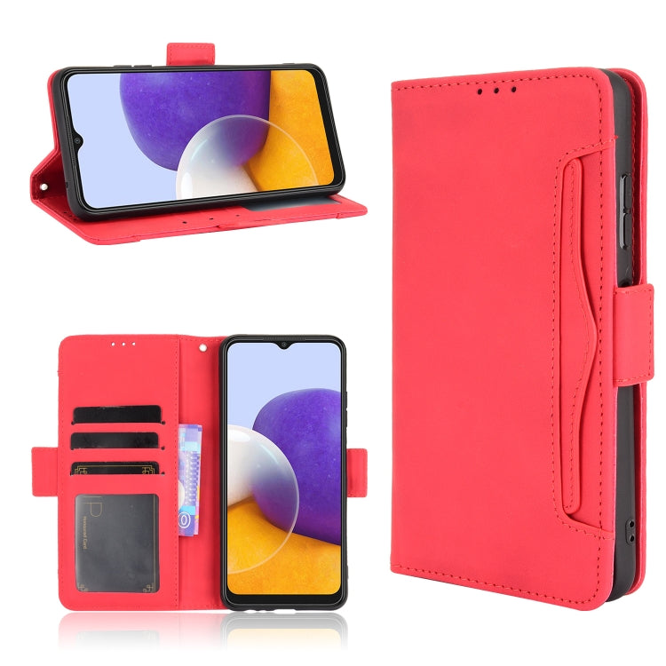 For Samsung Galaxy A22 5G Skin Feel Calf Pattern Horizontal Flip Leather Case with Holder & Card Slots & Photo Frame
