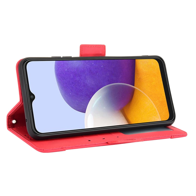 For Samsung Galaxy A22 5G Skin Feel Calf Pattern Horizontal Flip Leather Case with Holder & Card Slots & Photo Frame