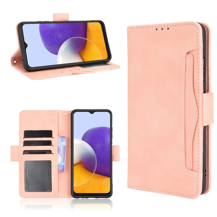 For Samsung Galaxy A22 5G Skin Feel Calf Pattern Horizontal Flip Leather Case with Holder & Card Slots & Photo Frame