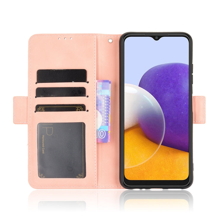 For Samsung Galaxy A22 5G Skin Feel Calf Pattern Horizontal Flip Leather Case with Holder & Card Slots & Photo Frame