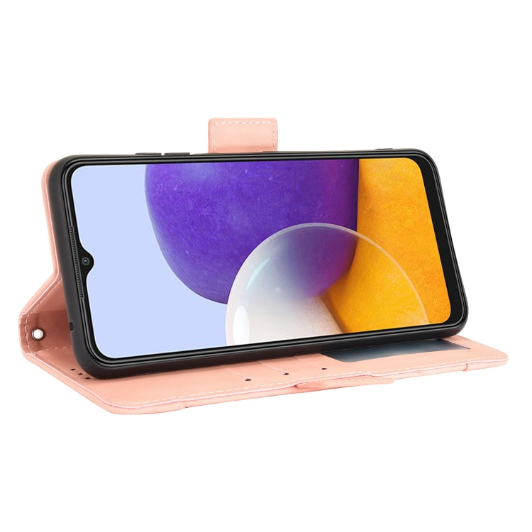 For Samsung Galaxy A22 5G Skin Feel Calf Pattern Horizontal Flip Leather Case with Holder & Card Slots & Photo Frame