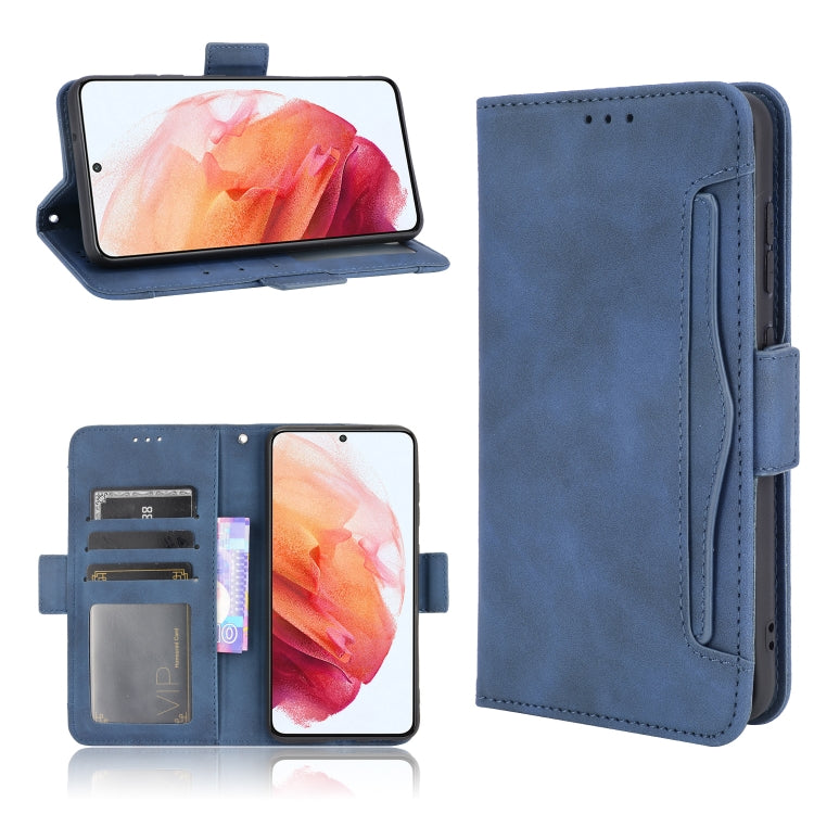 For Samsung Galaxy S21 FE Skin Feel Calf Pattern Horizontal Flip Leather Case with Holder & Card Slots & Photo Frame
