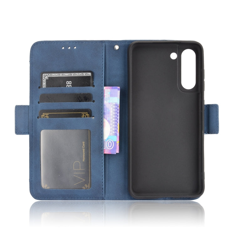 For Samsung Galaxy S21 FE Skin Feel Calf Pattern Horizontal Flip Leather Case with Holder & Card Slots & Photo Frame