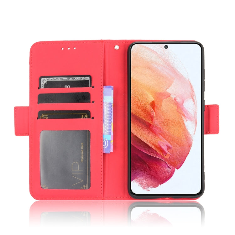 For Samsung Galaxy S21 FE Skin Feel Calf Pattern Horizontal Flip Leather Case with Holder & Card Slots & Photo Frame