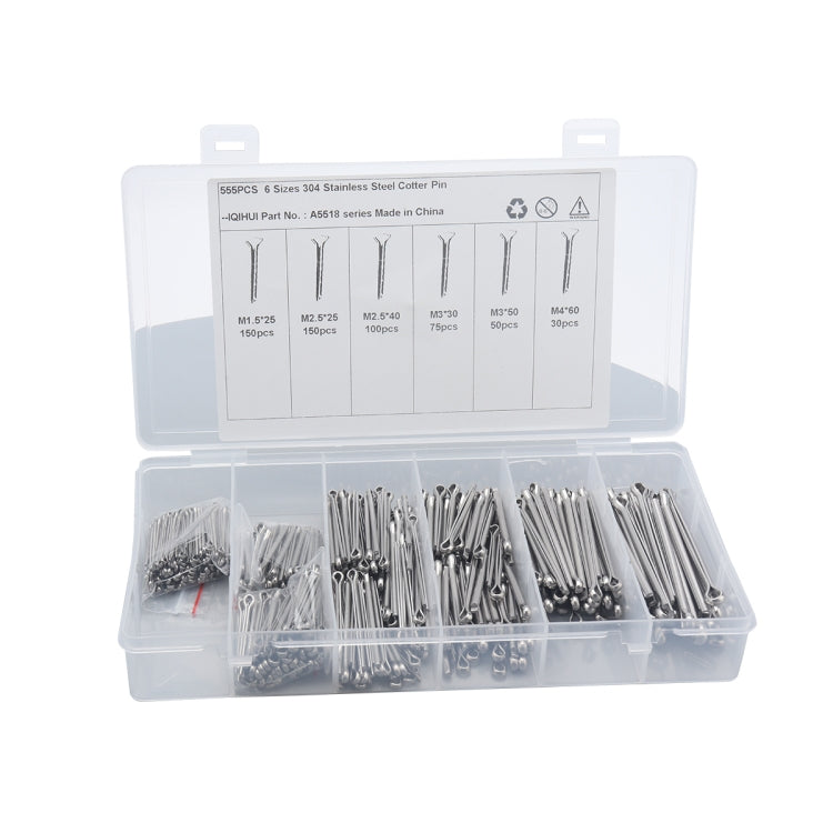 A5518 555 PCS Car U-shape 304 Stainless Steel Cotter Pin Clip Key Fastner Fitting Assortment Kit