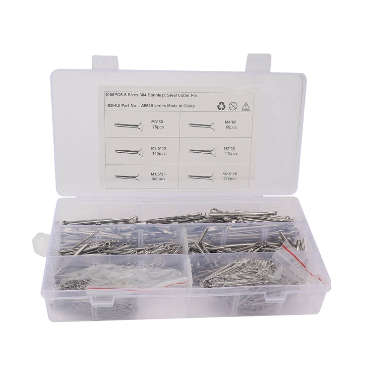 A5538 1000 PCS Car U-shape 304 Stainless Steel Cotter Pin Clip Key Fastner Fitting Assortment Kit