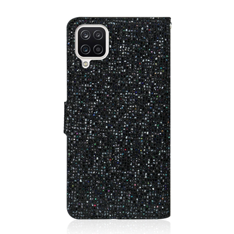 For Samsung Galaxy A22 4G Glitter Powder Horizontal Flip Leather Case with Card Slots & Holder & Lanyard