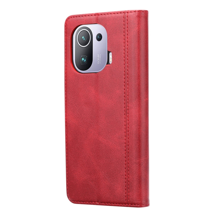 For Xiaomi Mi 11 Pro Calf Texture Double Fold Clasp Horizontal Flip Leather Case with Photo Frame & Holder & Card Slots & Wallet